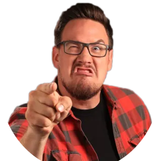 😡 Mann, Zeigen, Lustiges Gesicht, Flanellhemd, Brille whatsapp sticker