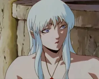 😧 Griffith Berserk anime, manga, fantasy, character, white hair telegram sticker