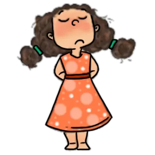😔 triste, fille, dessin animé, contrarié, enfant, illustration telegram sticker