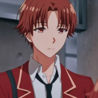 🏓 Ayanokouji Kiyotaka Classroom of the Elite アニメ, 男の子, 学生, 真剣, 赤髪 telegram sticker