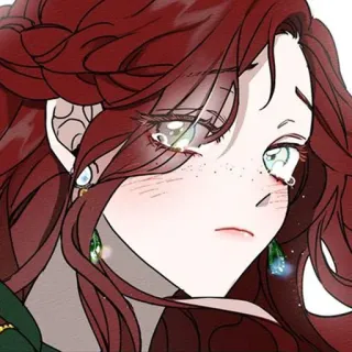 ♥️ donna, capelli rossi, stile anime, ritratto, piangendo telegram sticker