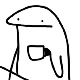 😐 Meme, Stokfiguur, Koffie, Minimalistisch, Cartoon, Lijntekening telegram sticker
