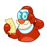 🤓 Santa Claus Sinterklas, Natal, Liburan, Kartun, Daftar, Berpikir, Meriah, Musim Dingin whatsapp sticker