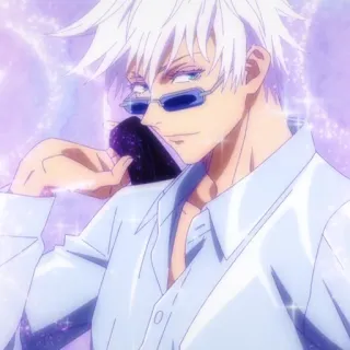 🤍 Gojo Satoru Jujutsu Kaisen anime, gojo, satoru, jujutsu kaisen, white hair, sunglasses, cool telegram sticker