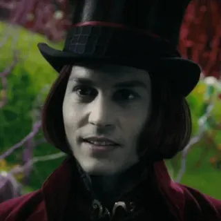 🎩 Willy Wonka Charlie and the Chocolate Factory willy wonka, charlie und die schokoladenfabrik, johnny depp, schokolade, film, figur telegram sticker