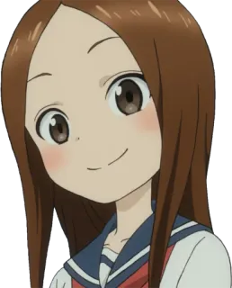 😏 Takagi Teasing Master Takagi-san Anime, Chica, Sonriendo, Uniforme escolar, Takagi, Takagi, experta en bromas telegram sticker