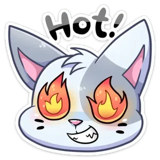 🔥 Hot! cat, flames, hot, cartoon, animal, sticker, cute telegram sticker