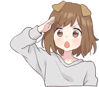 👍 Anime, Gadis, Telinga anjing, Hormat, Lucu, Stiker telegram sticker