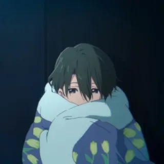 🐇 anime, character, sad, wrapped in blanket, anime character telegram sticker