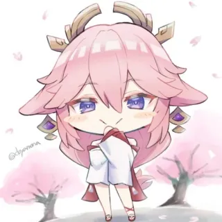 🤭 Yae Miko Genshin Impact Anime, Manga, Chibi, Carino, Yae Miko, Genshin Impact, Videogioco telegram sticker