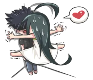 😽 love, hug, cartoon, couple, anime telegram sticker