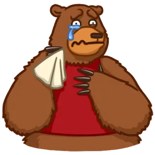 😓 urso, chorando, triste, lágrimas, lenço, desenho animado telegram sticker