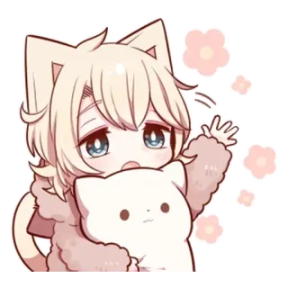 🌟 Anime, Kucing, Kawaii, Lucu, Manga, Telinga kucing telegram sticker