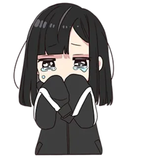 🖤 anime, llorando, triste, chica, personaje, dibujos animados telegram sticker