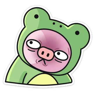 😳 rã, porco, fantasia, engraçado, desenho animado, animal telegram sticker