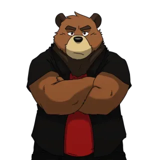 😕 beruang, antropomorfik, kartun, serius, hewan telegram sticker