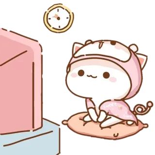 ✨ Phim hoạt hình, Mèo, Gối, Đồng hồ, Đồ ngủ, Ngủ telegram sticker