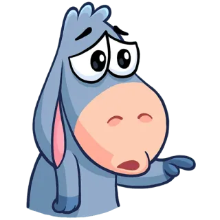 🫵 осёл, мультик, животное, грустный, указывает telegram sticker