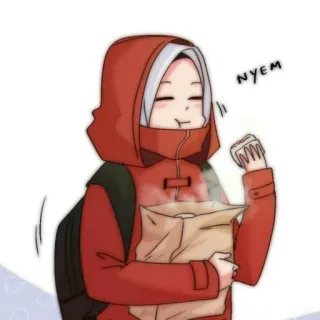 📚 NYEM comiendo, hiyab, comida, personaje, mujer telegram sticker