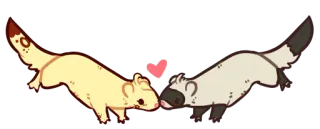 ❤️ ferret, love, animal, cute, cartoon, pet telegram sticker
