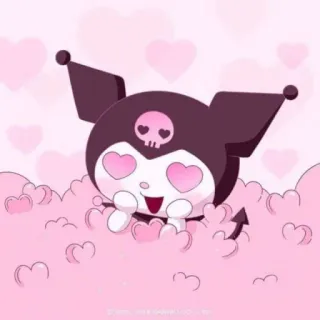 💕 Kuromi kuromi, sanrio, lindo, kawaii, corazones, rosa, dibujos animados telegram sticker