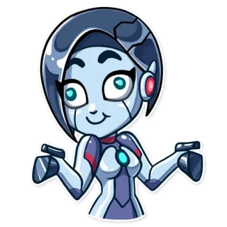 😜 android, robot, female, cartoon, character telegram sticker