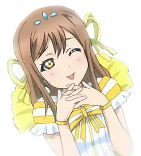 😋 anime, cartoon, girl, cute, yellow, smiling, character telegram sticker