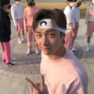 🤍 homem, tiara, Kpop, ao ar livre, camisa rosa telegram sticker