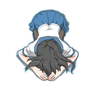 😔 Anime, Fille, Révérence, Excuses, Bleu telegram sticker