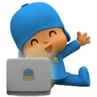 🧑‍💻 Pocoyo dibujos animados, niño, ordenador, portátil whatsapp sticker