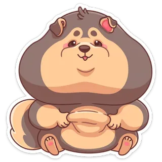 😔 chó, chó con, dễ thương, động vật, hoạt hình, thú cưng, kawaii telegram sticker