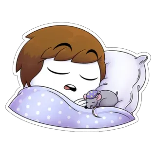 😴 durmiendo, sueño, dibujos animados, lindo, rata, ratón, almohada, manta whatsapp sticker