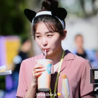 💘 Sensible k person, woman, drinking, beverage telegram sticker