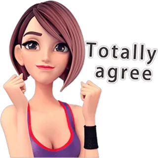 ✊ Totally agree согласен, женщина, персонаж, позитивный, согласие telegram sticker