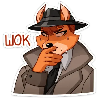 😳 WOK raposa, detetive, furry, antropomórfico, chapéu, suspeito, pensando telegram sticker