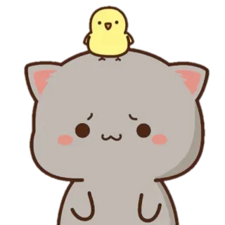 😔 Katze, Küken, süß, Tier, kawaii, Cartoon telegram sticker