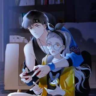 💕 pareja, gaming, anime, lindo, arte digital telegram sticker