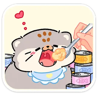 😼 cat cat, cute, feeding, spoon, canned food, hungry, kawaii, animal, pet, delicious telegram sticker