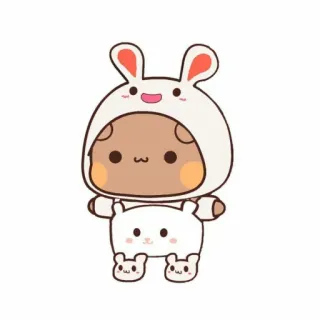 🍓 conejo, lindo, animal, dibujos animados, kawaii, conejo, personaje whatsapp sticker
