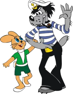 👥 Wolf Nu, pogodi! Cartoon, Wolf, Hase, Animiert, Humor whatsapp sticker