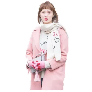 😒 LOVE femme, mode, écharpe, manteau, rose, amour telegram sticker