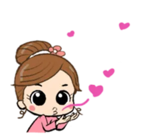 😘 Desenho animado, Garota, Corações, Beijo, Amor telegram sticker