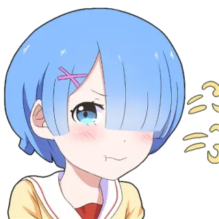 😤 Rem Anime, Słodkie, Dziewczyna, Rumieniec telegram sticker