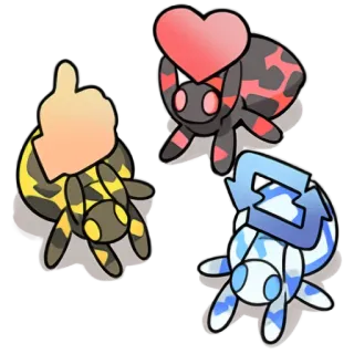 ❤️ hoạt hình, nhện, trứng, trái tim, ngón giữa telegram sticker
