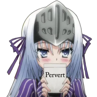 😡 Pervert Anime, Chica, Pervertido, Caballero, Casco, Ofensivo, Texto telegram sticker