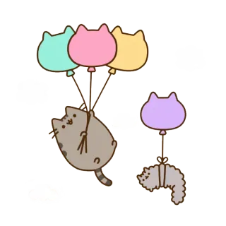 🎈 Pusheen pusheen, 猫, 風船, 可愛い, 漫画 telegram sticker