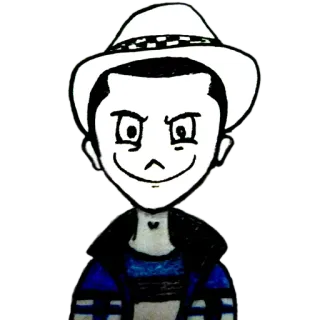 😁 dibujo, ilustración, caricatura, hombre, sombrero, personaje telegram sticker