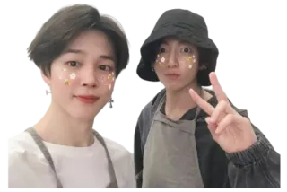 ✌ Selfie, Friedenszeichen, Freunde, Bucket Hat, Kpop, Süß telegram sticker