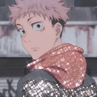 ✨ Yuji Itadori Jujutsu Kaisen anime, postać, Jujutsu Kaisen, Yuji Itadori, błyszczące, słodkie telegram sticker