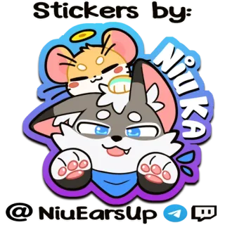 ℹ️ Stickers by: Niu Ka @NiuEarsUp furry, cute, animal, hamster, dog, cartoon, sticker telegram sticker